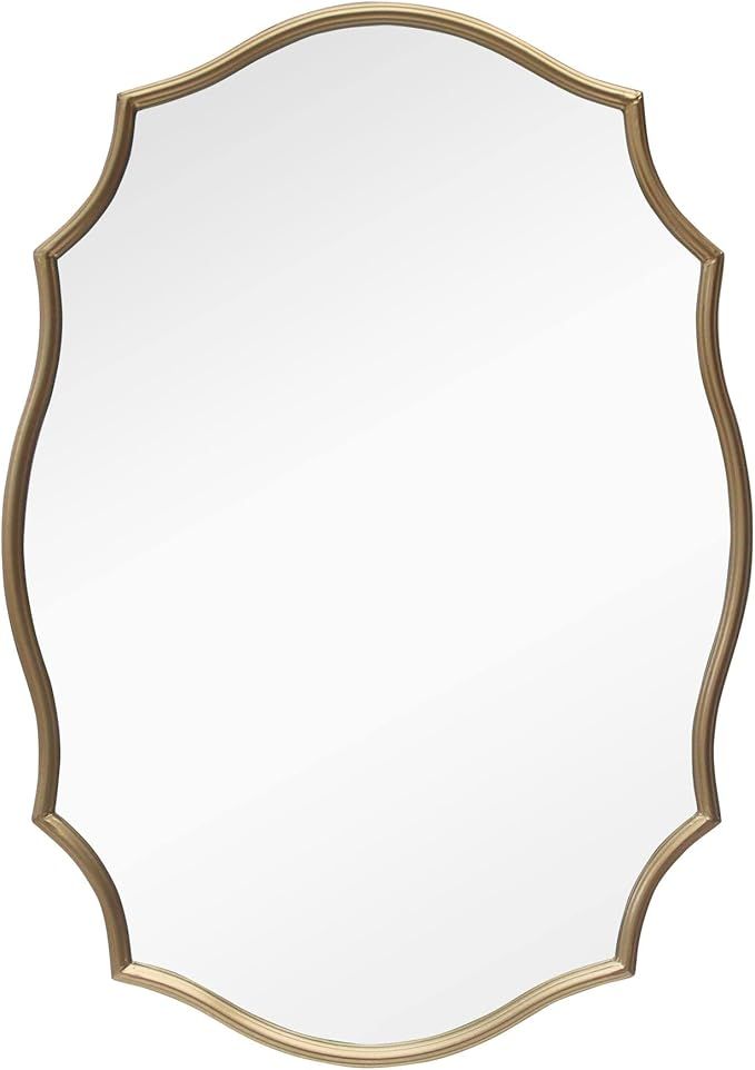 PARISLOFT Scalloped Oval Wall Mirror,Metal Framed Modern Mirror for Wall,Champagne Gold,24x34 | Amazon (US)