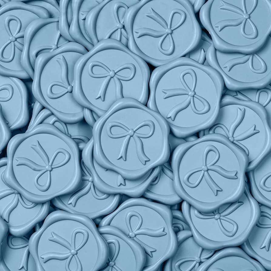 UNIQOOO 3D Bow Wax Seal Stickers - 50 Pcs Elegant Self-Adhesive Dusty Blue Seals, for Wedding Inv... | Amazon (US)