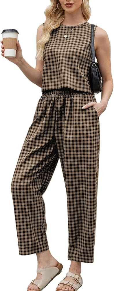 2 Piece Sets For Women 2026 Summer Matching Wide Leg Crop Pants Outfits Travel Vacation Beach Lou... | Amazon (US)