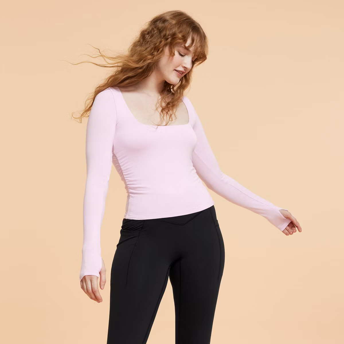 Blogilates Women's Love Story Long Sleeve Top - Steel Blue XS | Target