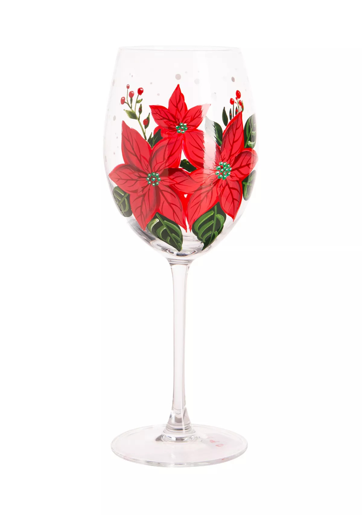 Home Essentials & BeyondHandpainted Poinsettia Stemmed Wine Glass | Belk