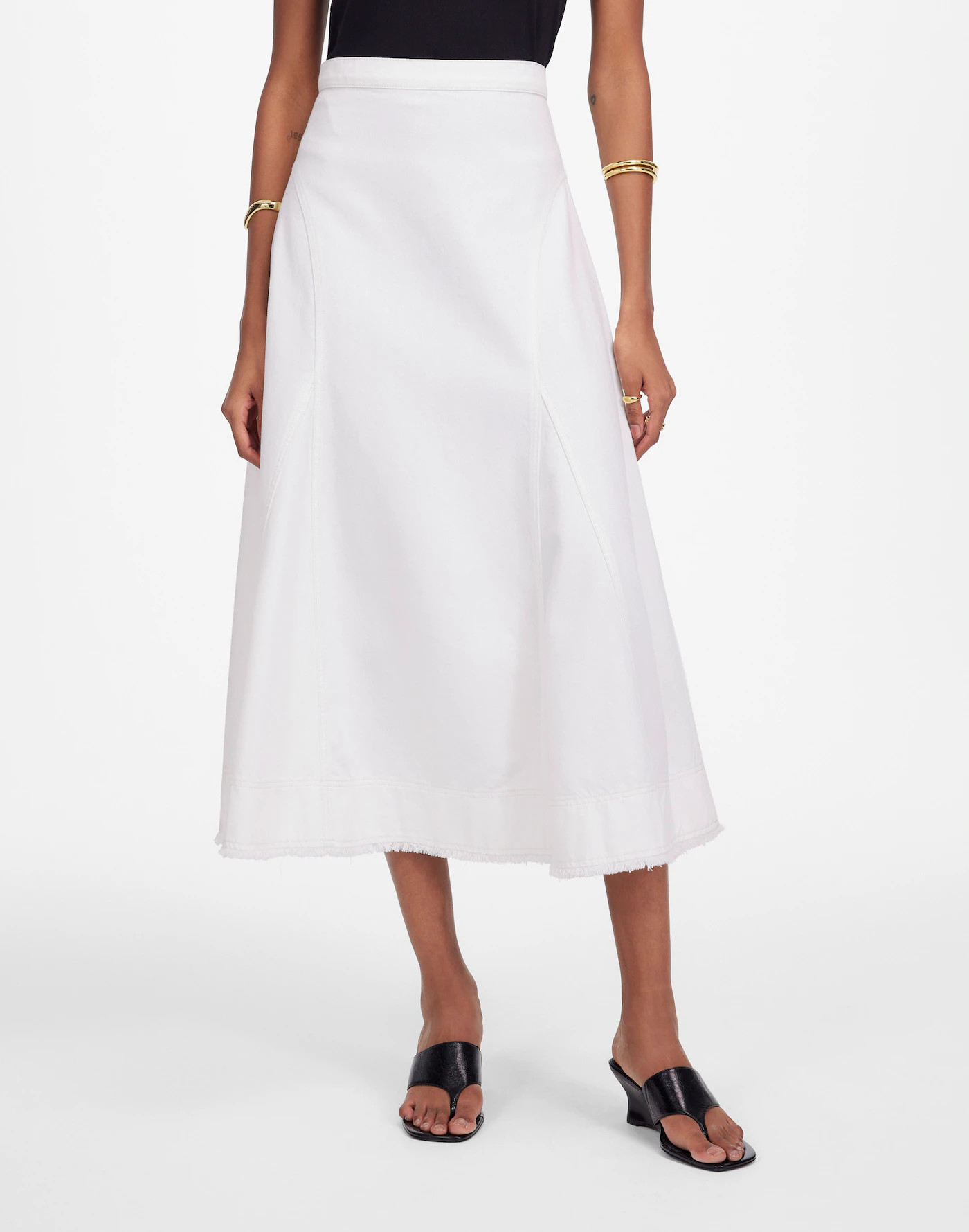 Fluted Midi Skirt in Tile White | Madewell | Madewell