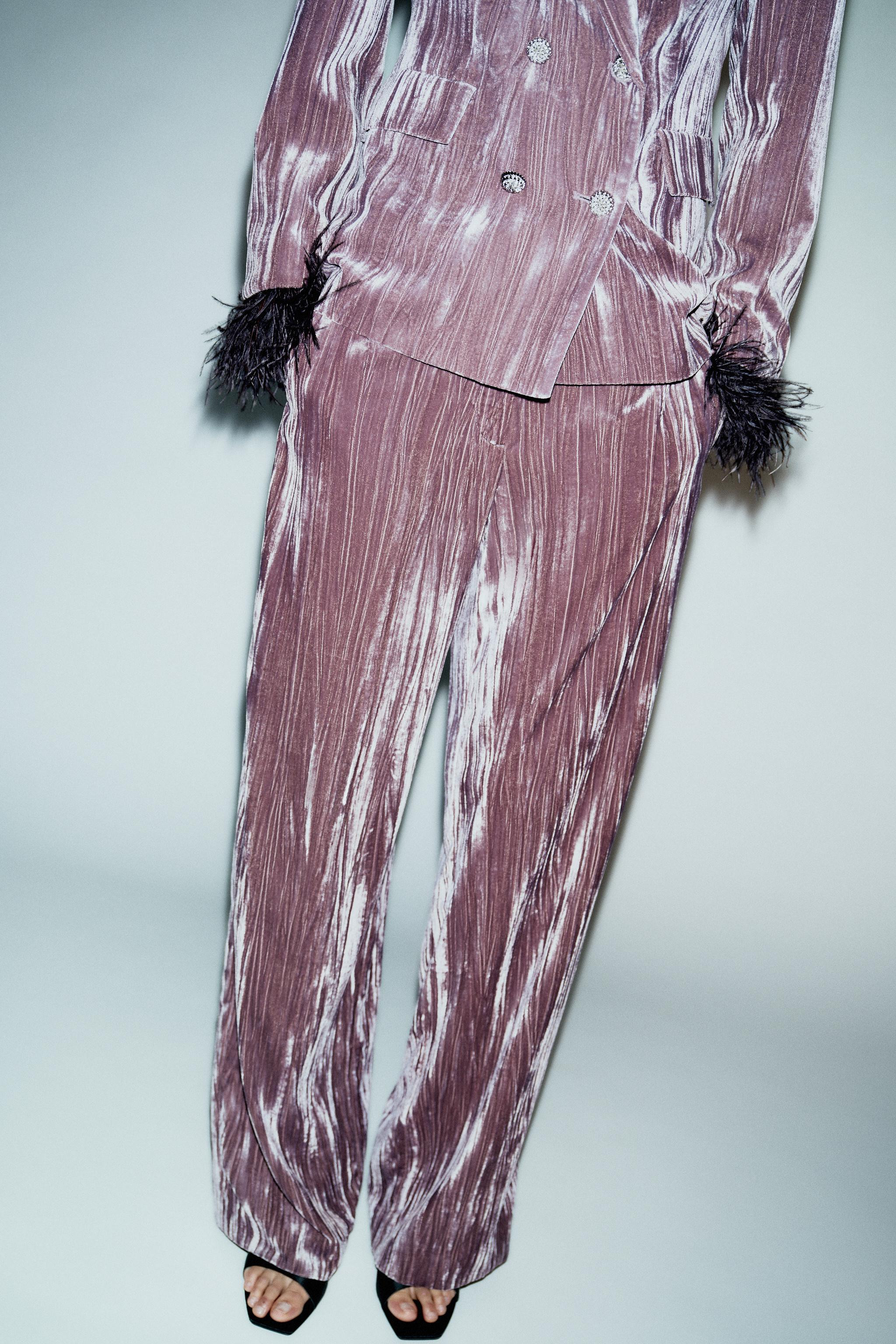 VELVET WIDE LEG PANTS | Zara US