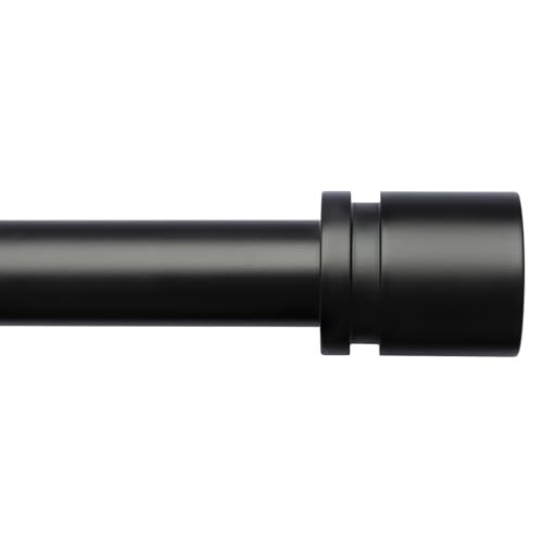 Byondeth Curtain Rods for Windows 16 to 240 Inches Adjustable Length 1 Inch Diameter Window Curtain Rod with Aluminium Finials, Black | Amazon (US)