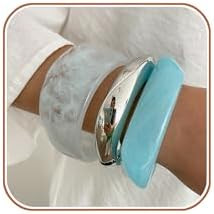 Chunky Gold Bracelet Resin Bangle Bracelets for Women 3Pcs Vintage Acrylic Wide Cuff Bracelet Mix... | Amazon (US)