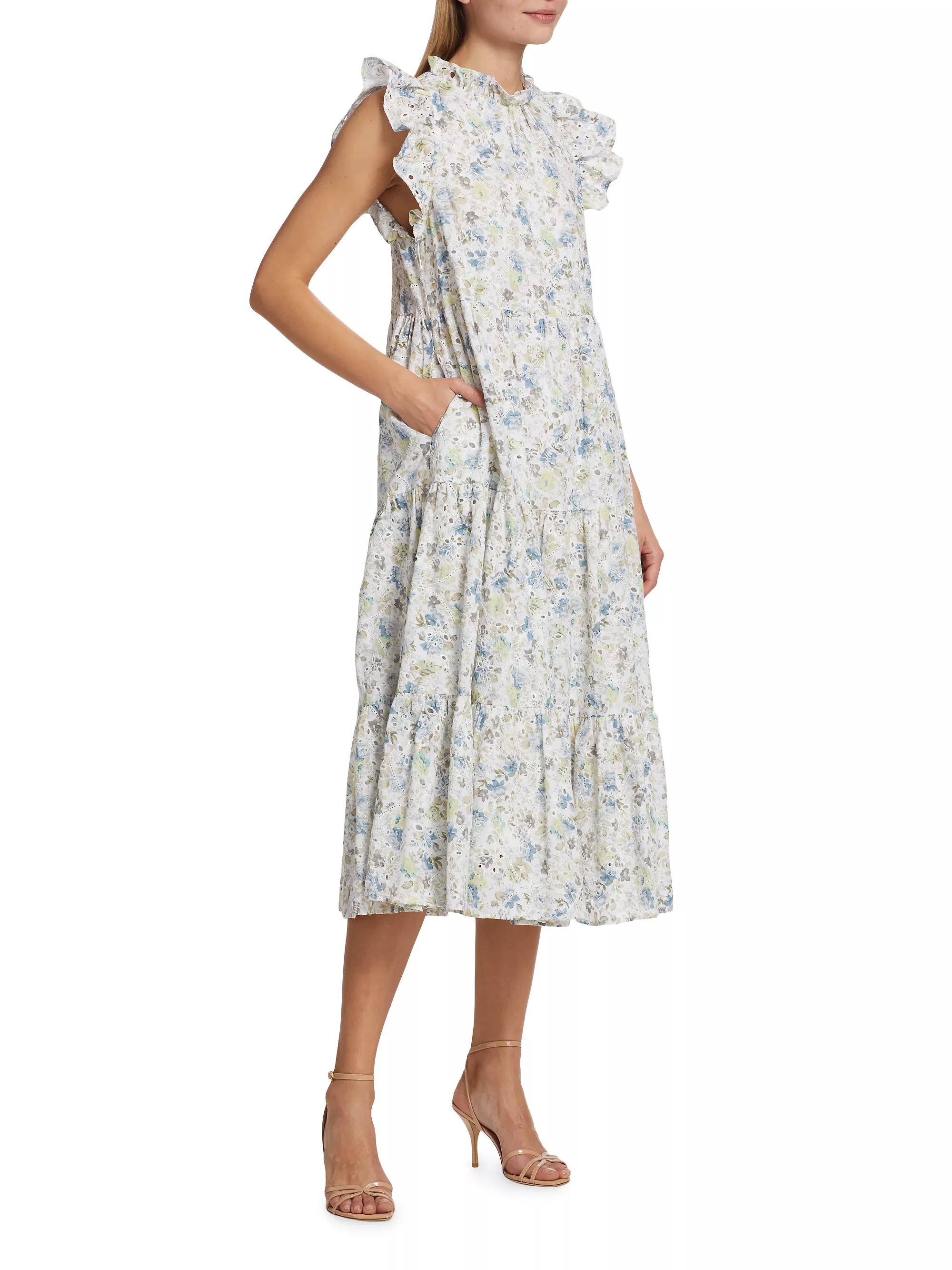 Eliza Floral Tiered Midi-Dress | Saks Fifth Avenue