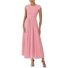 PRETTYGARDEN Women's 2025 Summer Casual Long Dresses Cap Sleeve Patchwork A Line Flowy Modest Ele... | Amazon (US)