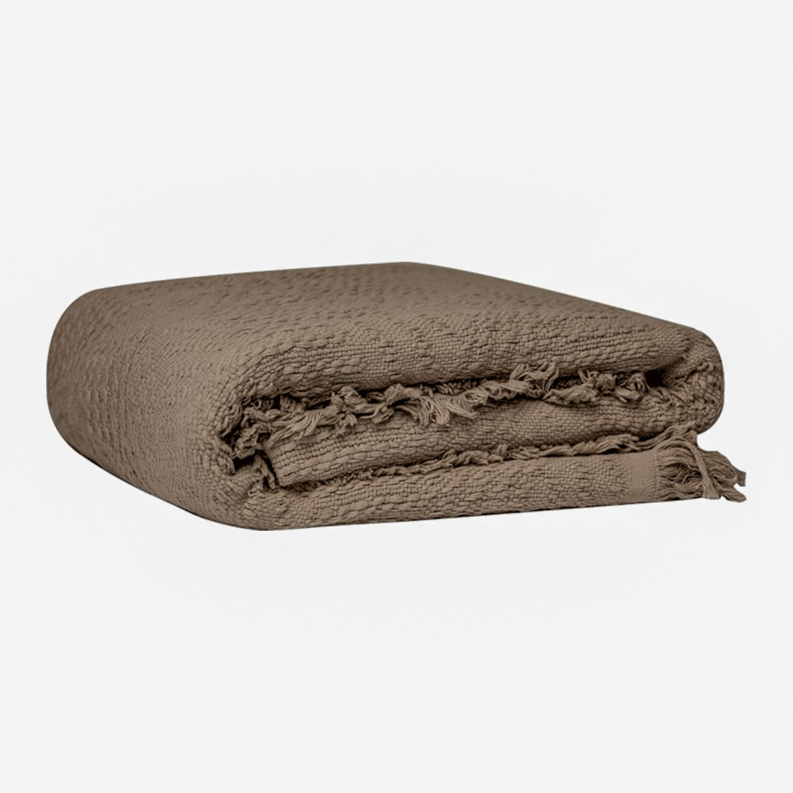 100% Cotton Throw Blanket in Brown Jacqard Weave Fabric with Fringe Soft All Season Cover for Bed... | Amazon (CA)