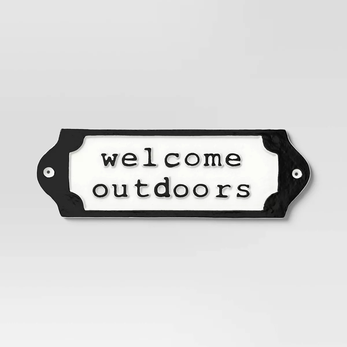 Cast Metal Garden Sign "Welcome Outdoors" Black/White - Threshold™ | Target
