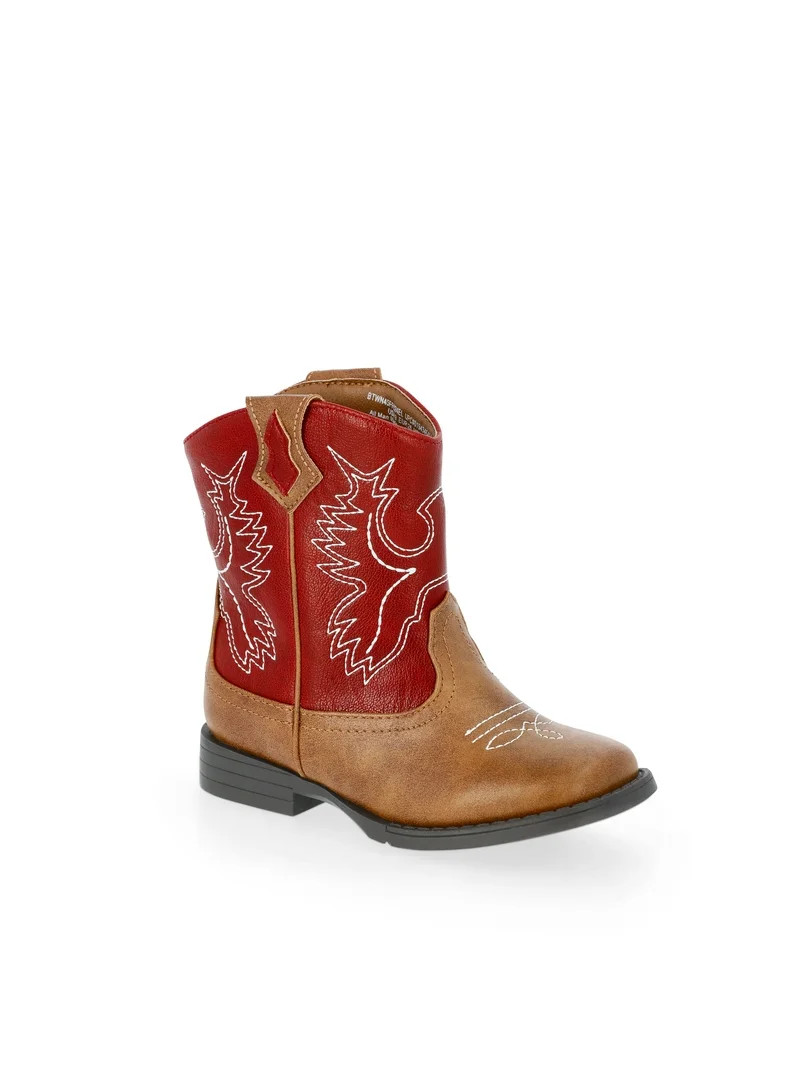 Wonder Nation Toddler Boys Faux Leather Western Boots | Walmart (US)