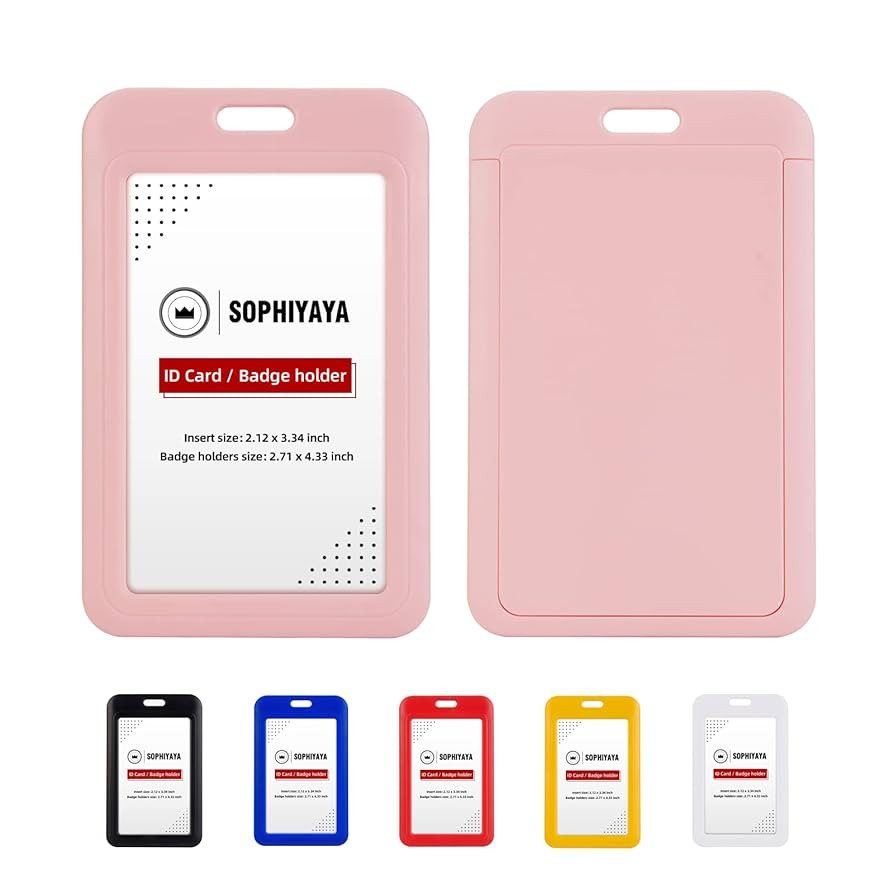 2 Pack Sliding ID Badge Holder - Vertical Hard Plastic Sleeve Secures Work ID Key Card Credit Car... | Amazon (US)
