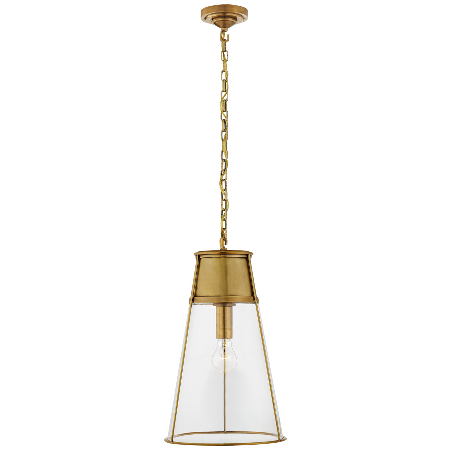 Robinson Large Pendant in Hand-Rubbed Antique Brass with Clear Glass | Visual Comfort