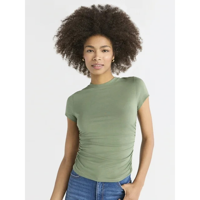 Sofia Jeans Women’s Ruched Side Tee, Sizes XS-XXXL | Walmart (US)