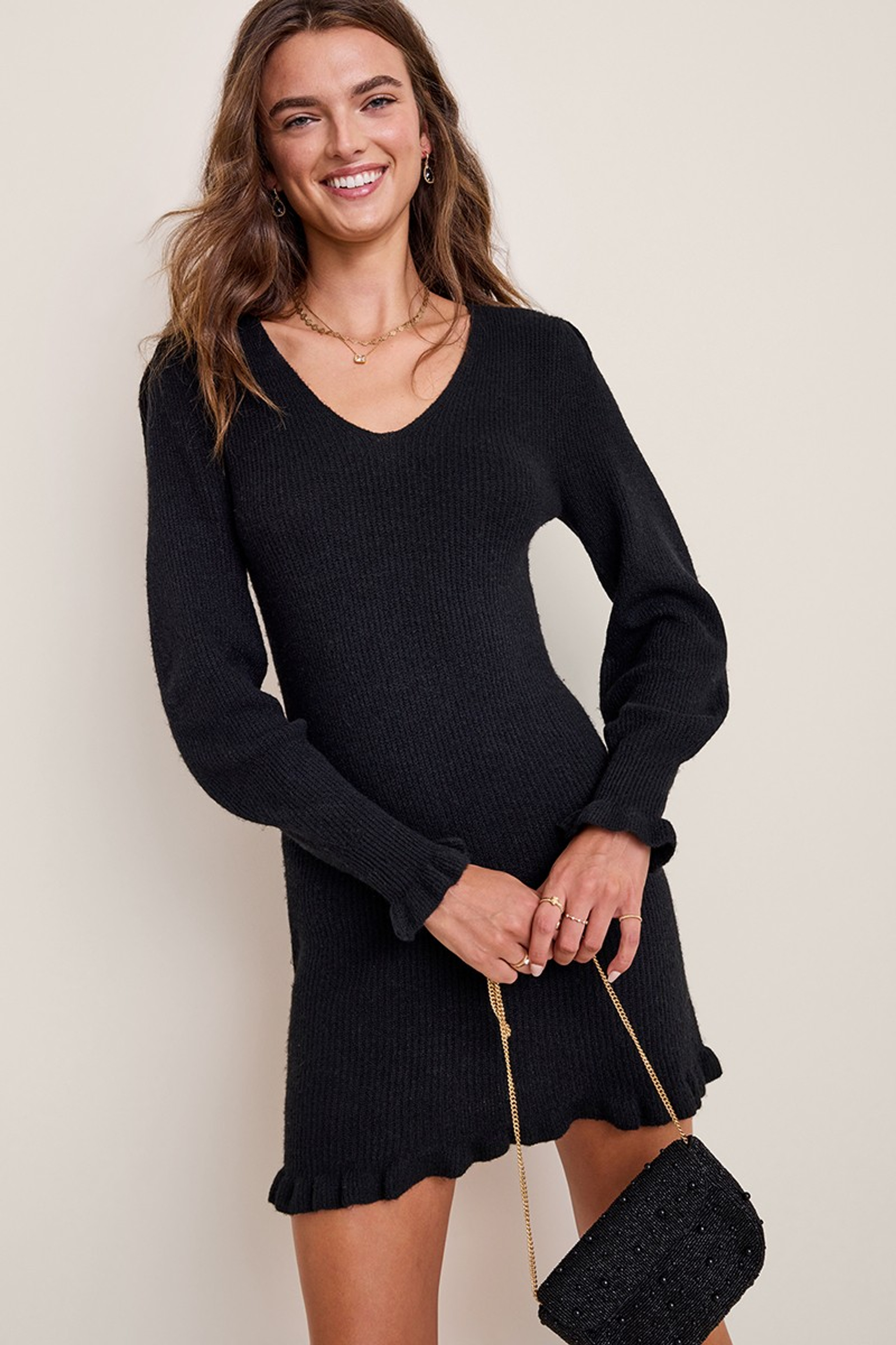 Judith Ruffle Hem Sweater Dress | Francesca's