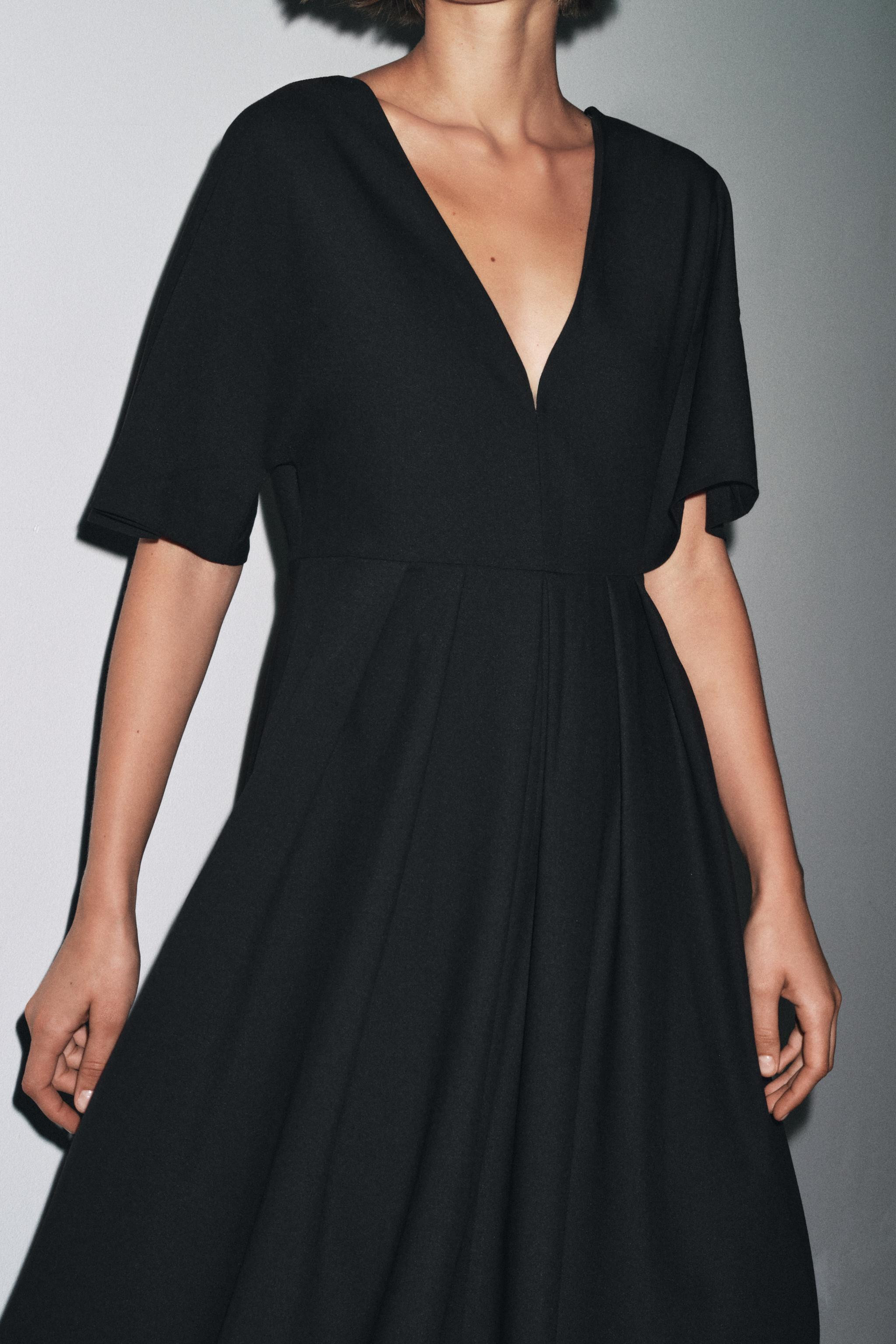ZW COLLECTION V-NECK MIDI DRESS | Zara UK