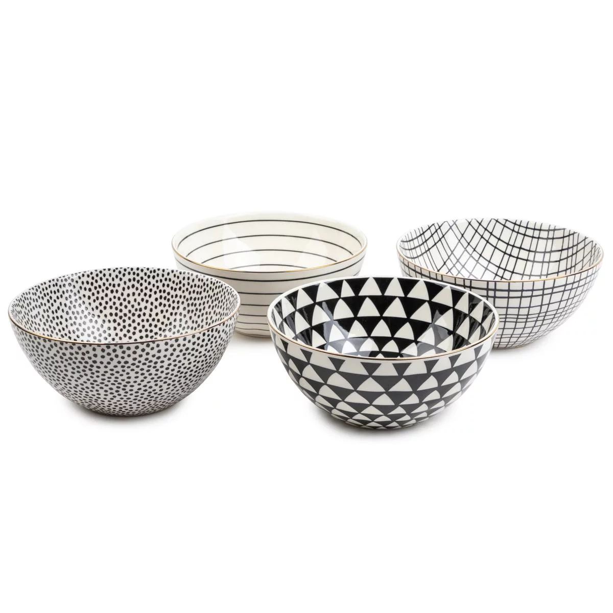 Thyme & Table Servware Black & White Assorted Stoneware Round Bowls, 4 Pack | Walmart (US)