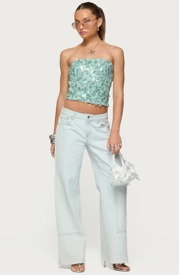 Brynn Paillette Strapless Crop Top | Nordstrom