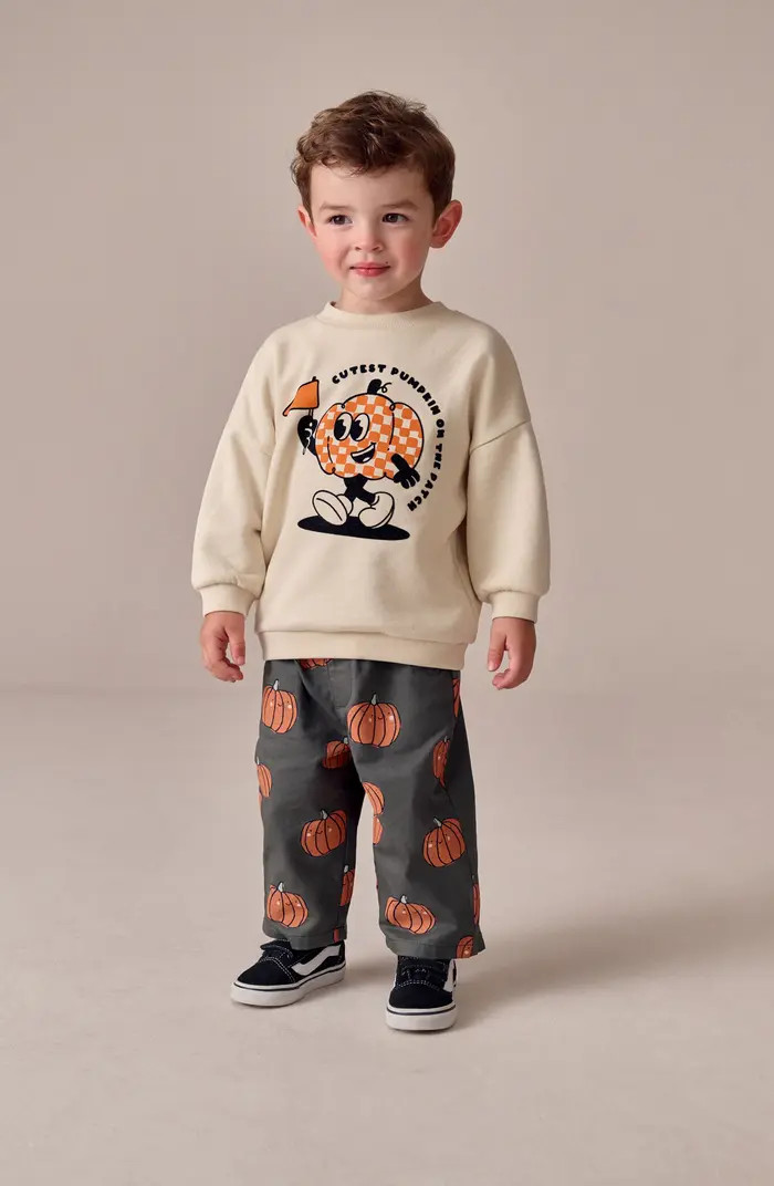 Kids' Pumpkin Print Pull-On Cotton Pants | Nordstrom