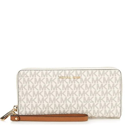 Michael Kors Signature Logo Print Canvas Continental Travel Wallet - Vanilla | Walmart (US)