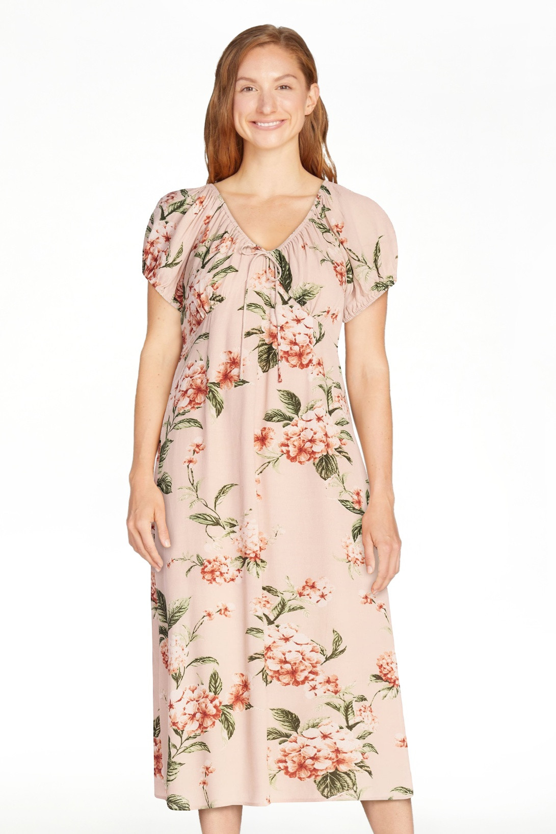 Scoop Women's and Women's Plus Puff Sleeve Midi Dress, Sizes XS-4X | Walmart (US)