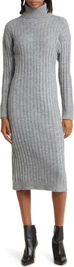 Open Back Rib Turtleneck Sweater Dress | Nordstrom
