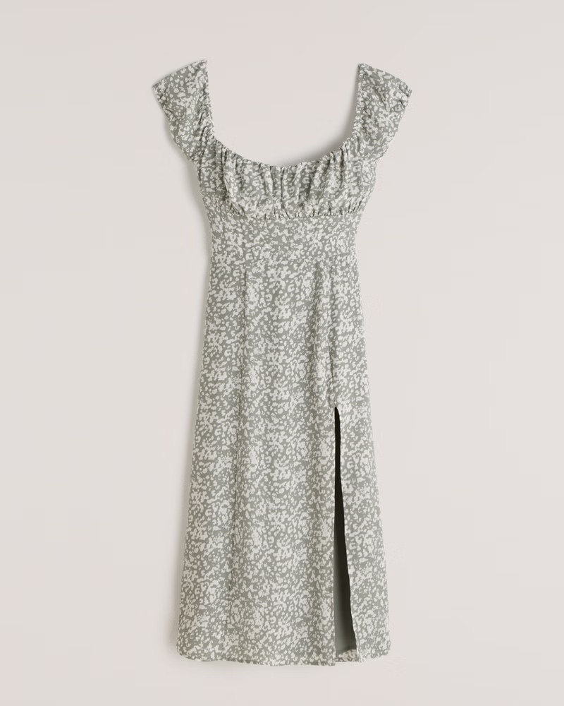 Cap Sleeve Scoopneck Midi Dress | Abercrombie & Fitch (US)