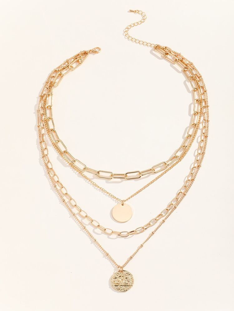 Disc Pendant Layered Necklace | SHEIN