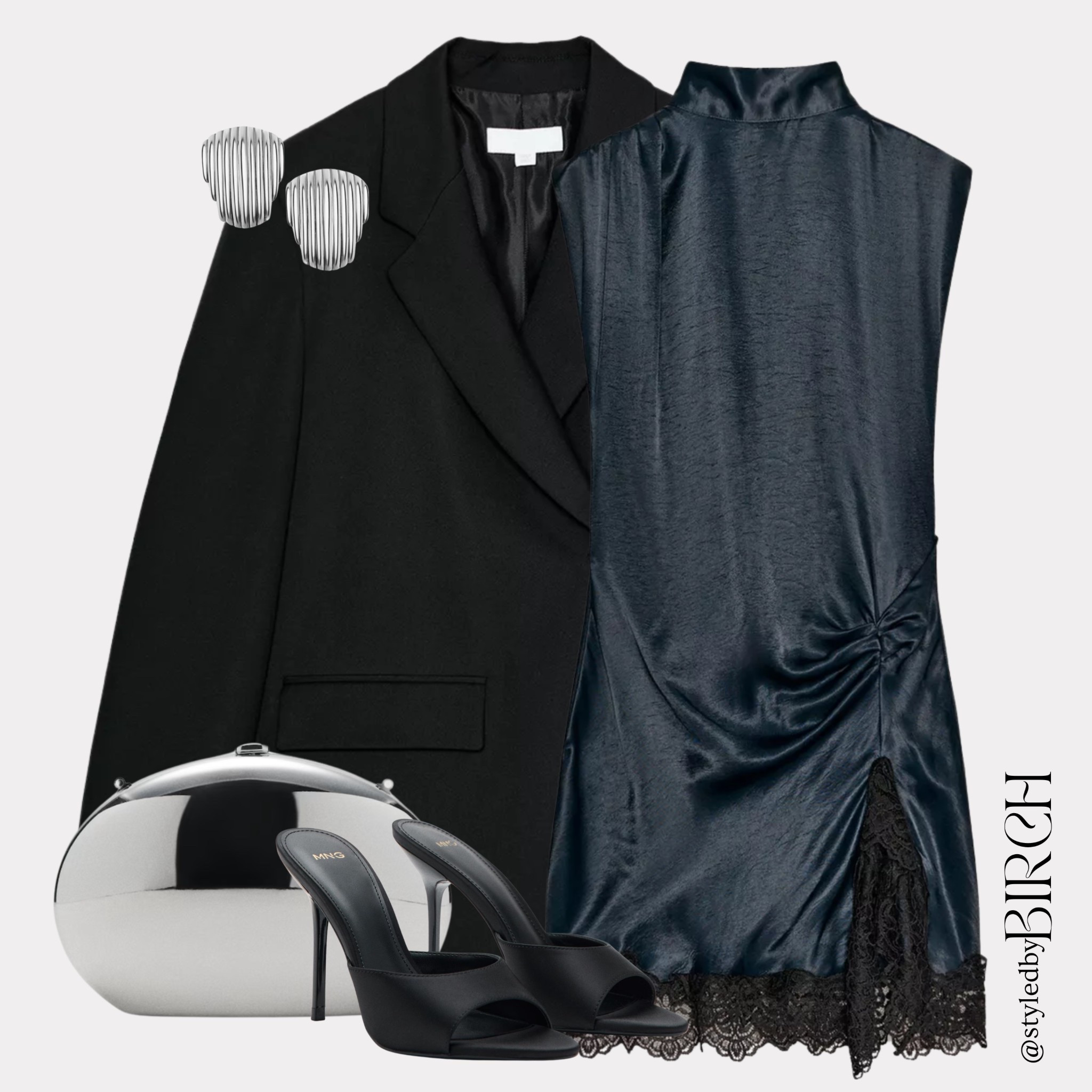 It’s officially time to plan your New Year’s outfit ✨ Are you dressing up and heading out or keeping it comfy with a chilled night in 🥂

Tags 🏷️
Black tailored blazer, Navy satin mini dress with lace hem detail, Silver sculptural earrings, Metallic silver clutch bag, Black heeled mule sandals

#LTKeurope #LTKpartywear #LTKdatenight