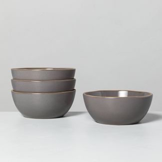 4pk Stoneware Exposed Rim Cereal Bowl Set Gray - Hearth & Hand™ with Magnolia | Target