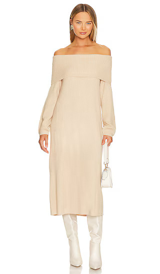 Off The Shoulder Sweater Dress in Beige | Revolve Clothing (Global)