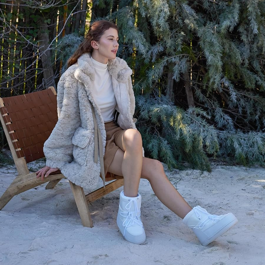 Womens Winter Snow Boots Anti-Slip Ankle Booties with Warm Lining Lace-up Outdoor Shoes | Amazon (US)