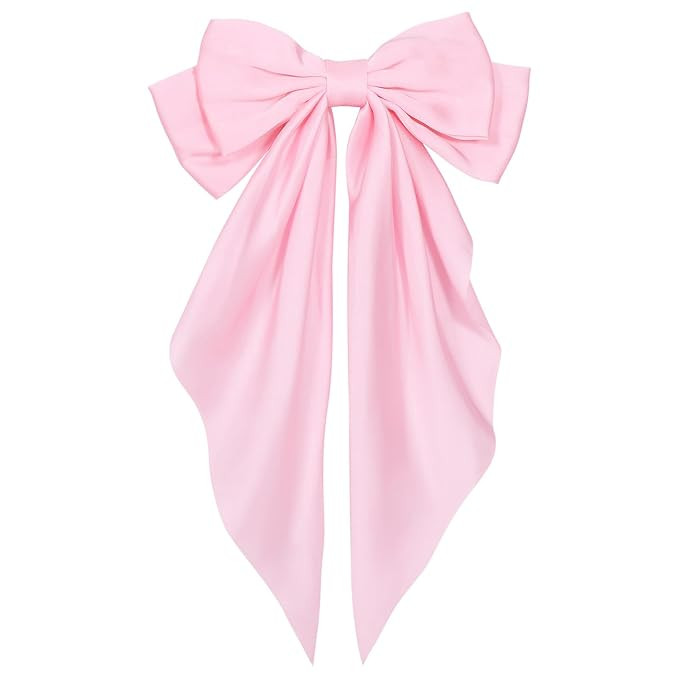 Large Silky Satin Hair Bows with Long Tail for Women Girls Aesthetic Hair Ribbon Bowknot French B... | Amazon (US)