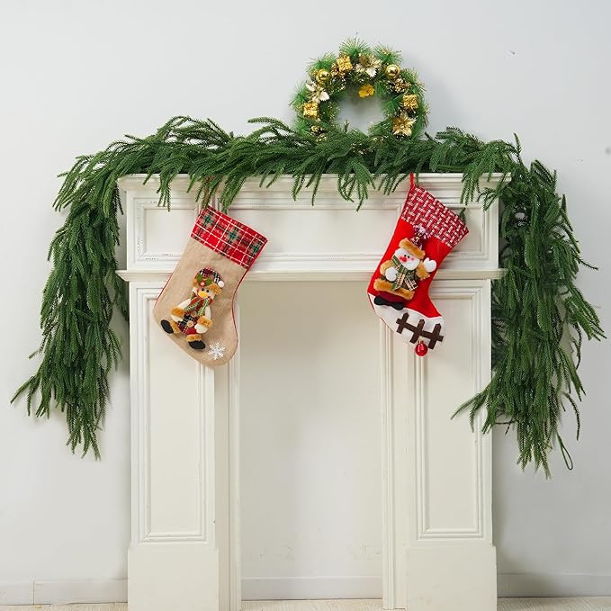 2 PCS-6FT Artificial Norfolk Pine Garlands - Real Touch Winter Pine Garland, Green Artificial Gre... | Amazon (US)