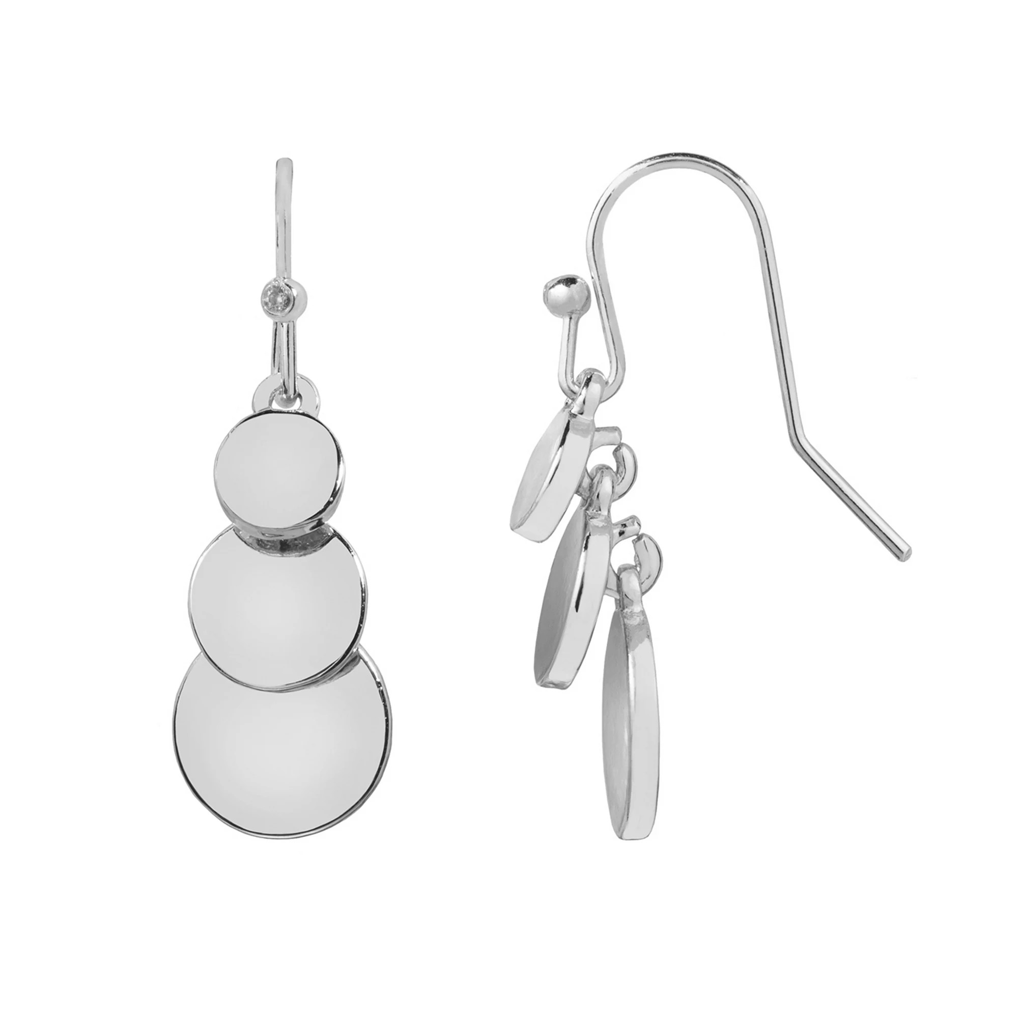 LC Lauren Conrad Silver Tone Discs Linear Drop Earrings | Kohl's