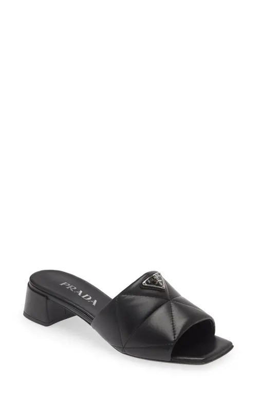 Prada Diagram Slide Sandal in Black at Nordstrom, Size 7Us | Nordstrom