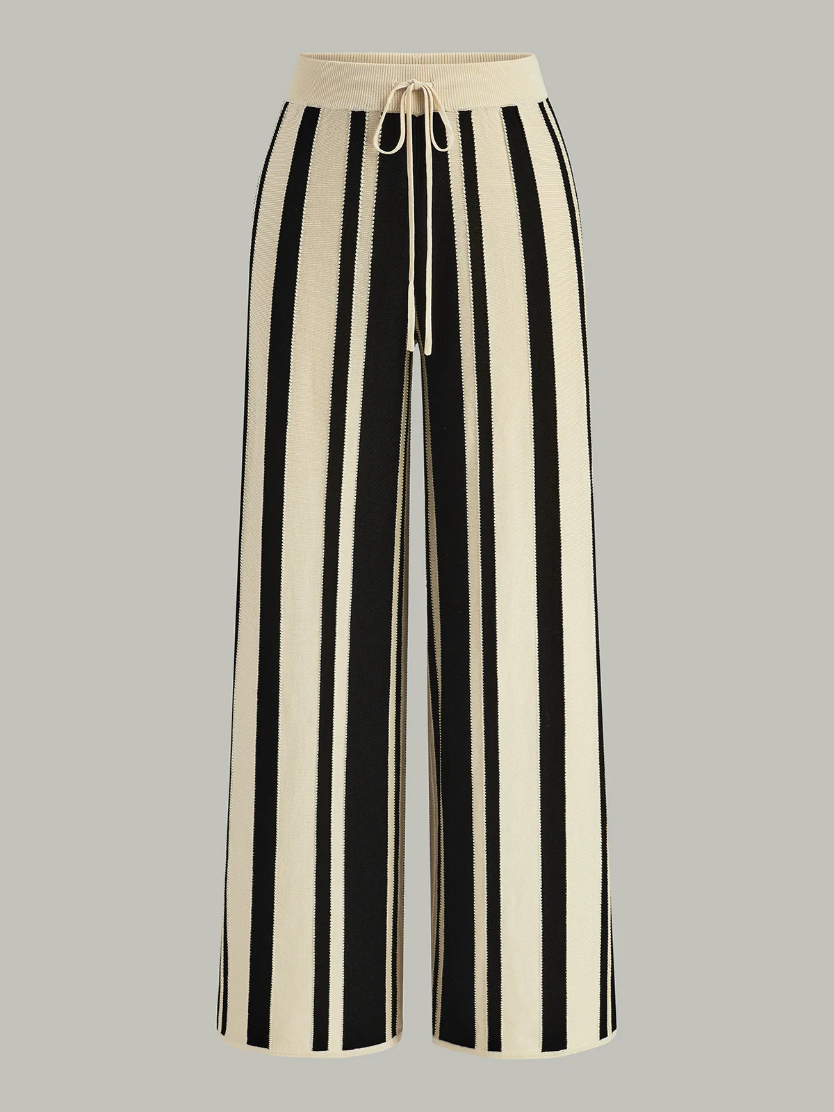 Striped Knit High-Waist Pants | Commense
