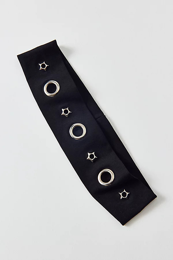 Grommet Soft And Stretchy Skinny Headband in Black/Star Grommet, Women's at Urban Outfitters | Urban Outfitters (US and RoW)