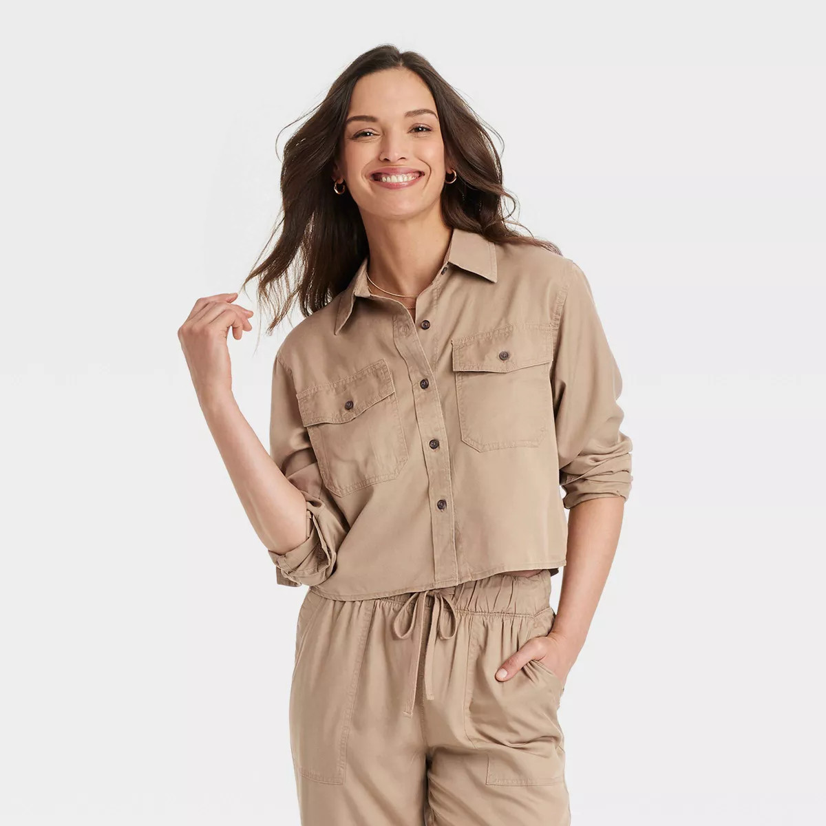 Women's Utility Long Sleeve Collared Button-Down Shirt - Universal Thread™ | Target