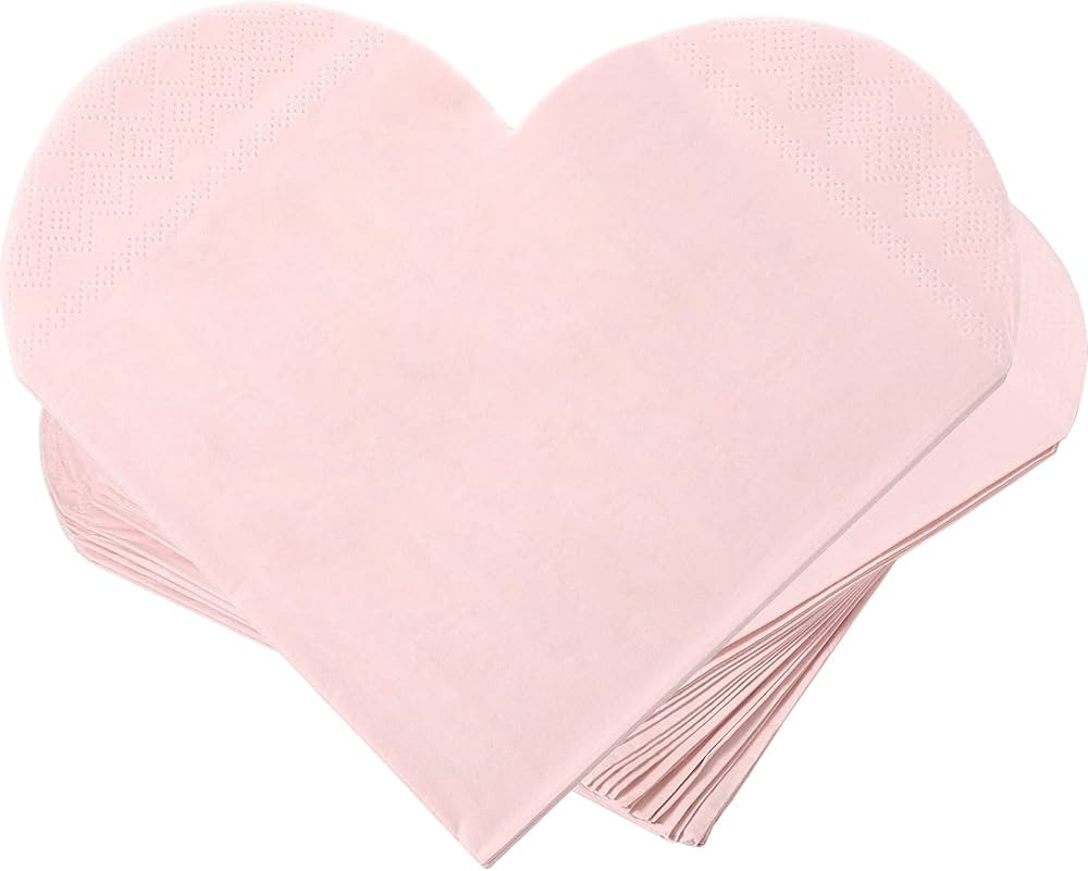 80 Pack Valentine's Day Hearts Paper Napkins Folded Heart Shaped Paper Napkins Disposable Cocktai... | Amazon (US)