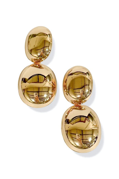Over The Limit Gold Glossy Oval Earrings | The Willow Tree