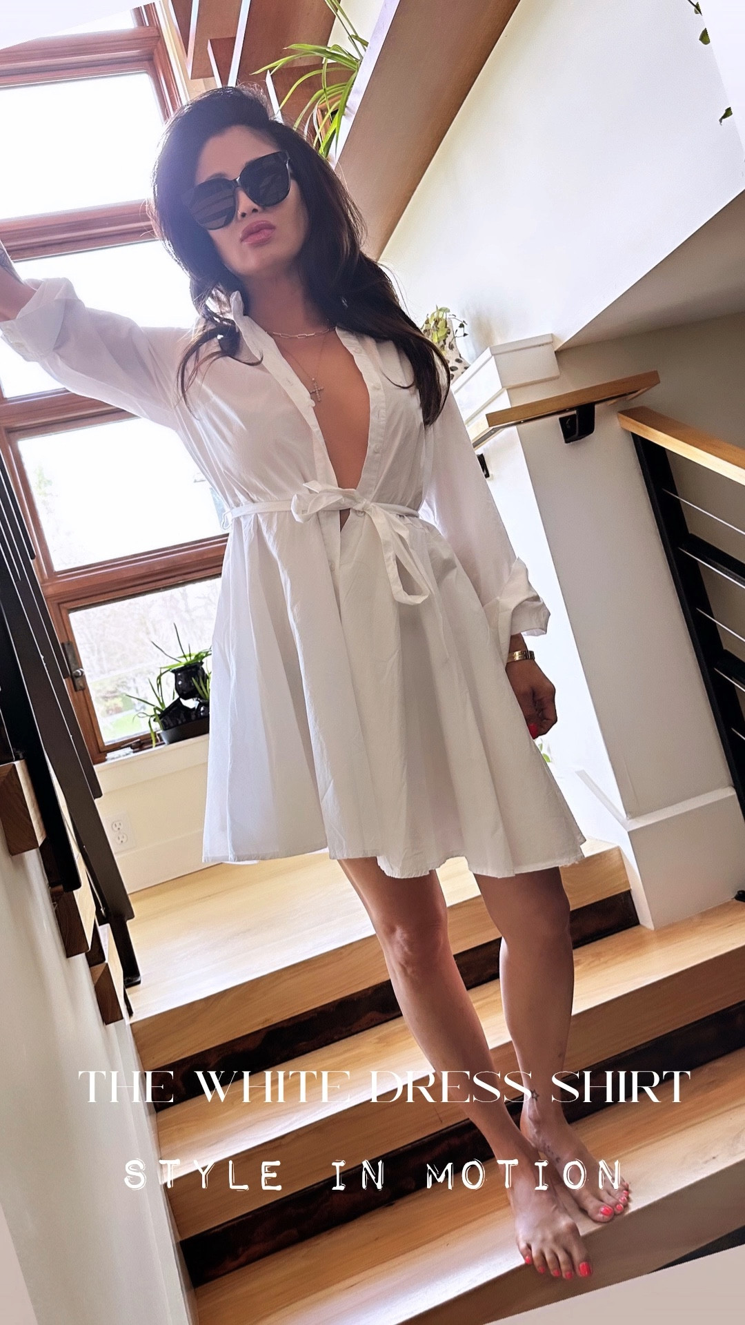 Taking elegance to new heights ✨

Nothing but a white shirt, bare feet, and a daring attitude! When you feel this good, every step is a statement. 😎💫

{white dress $40!!! ~Linked in bio above 👆#LTK} 

#Unstoppable #ChicAndFree #whitedressshirt #Barefeet #barefeetlovers #StairwayToStyle #OOTD #fashion #target #targetdoesitagain #luxlooksforless
