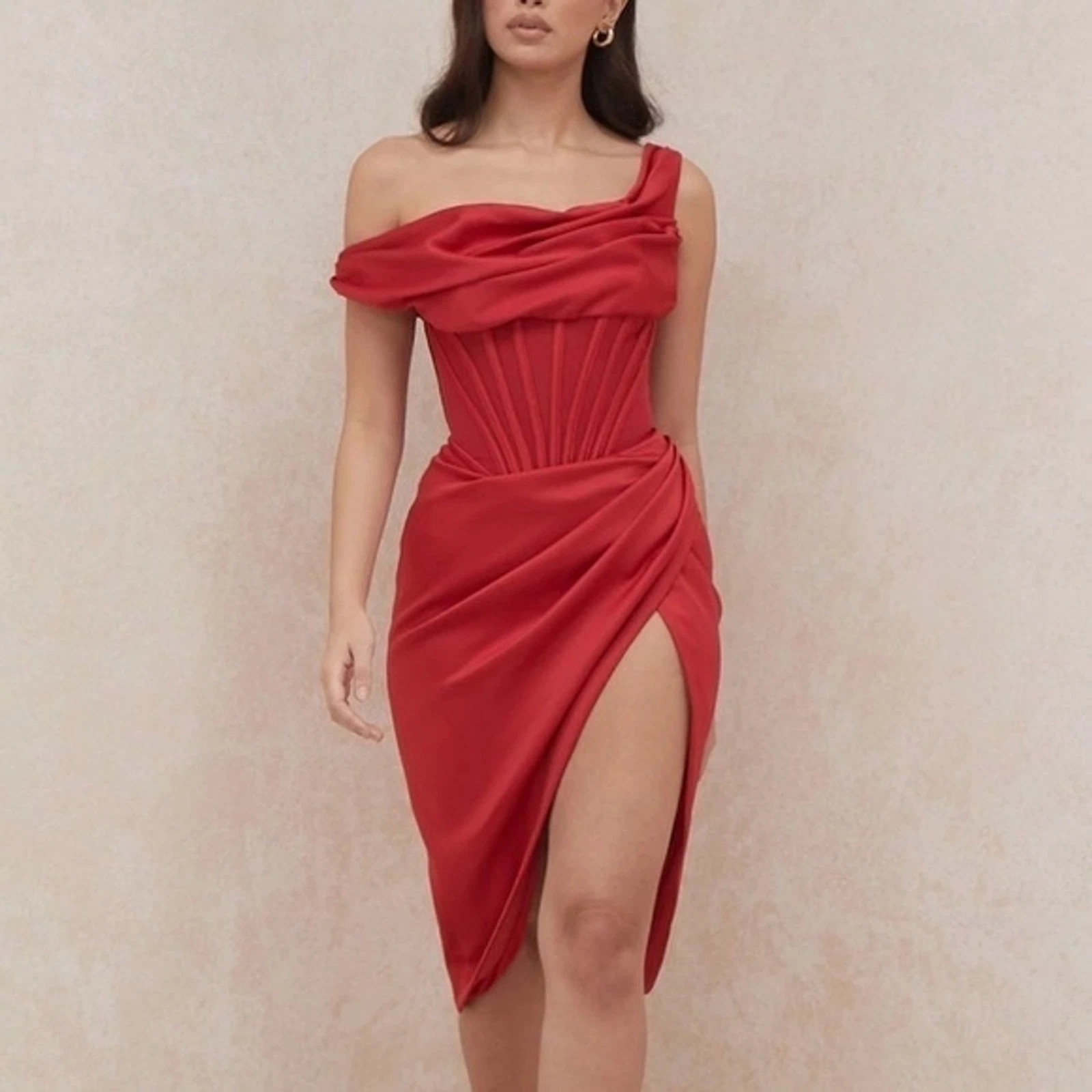 House of CB XS Lulu Red Asymmetric Drape Midi Corset Dress  | eBay | eBay US