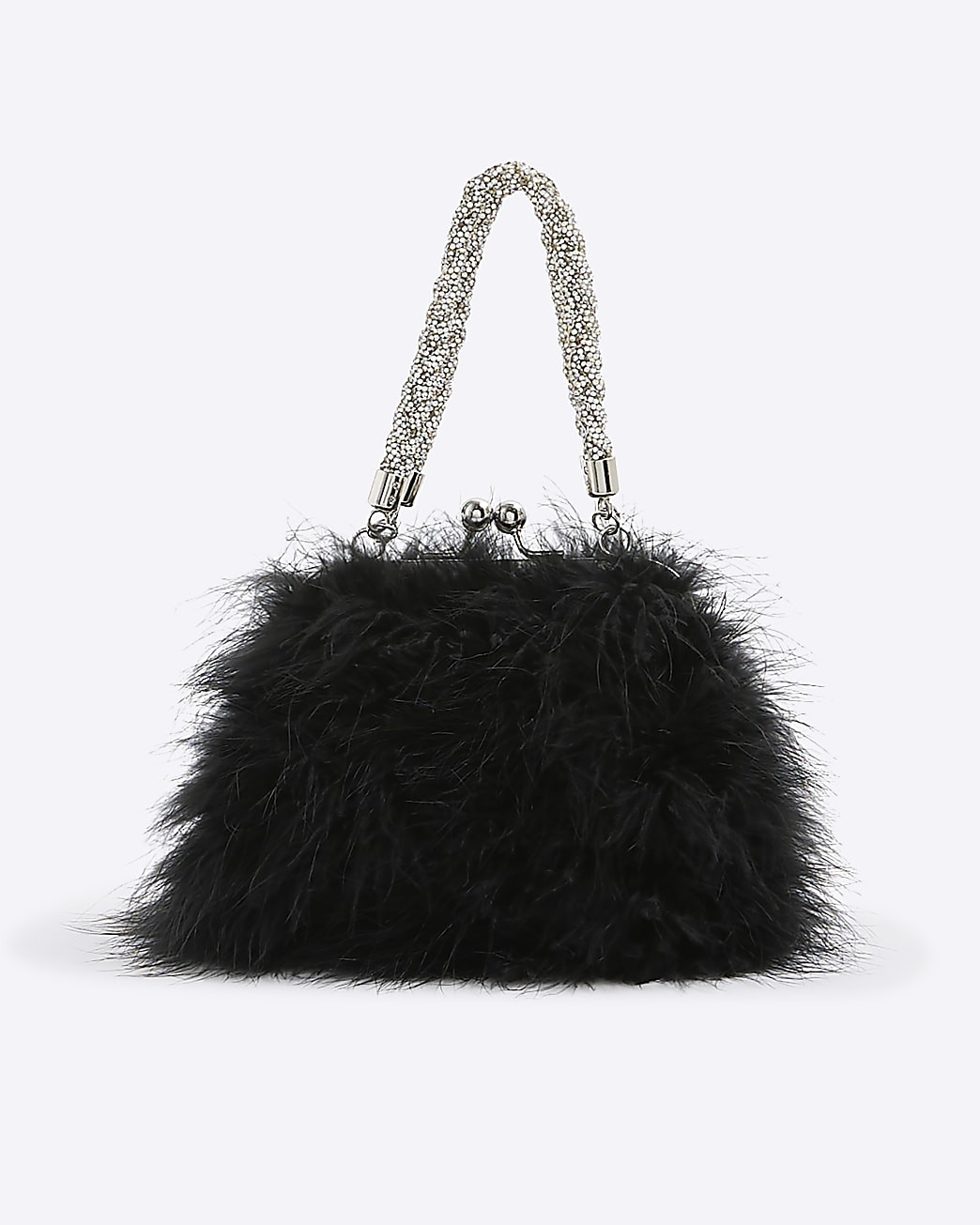 Black Diamante Feather Clutch Bag | River Island UK & IE