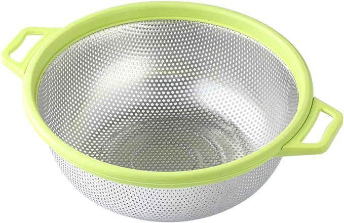Stainless Steel Colander With Handle and Legs, Large Metal Green Strainer for Pasta, Spaghetti, B... | Amazon (US)