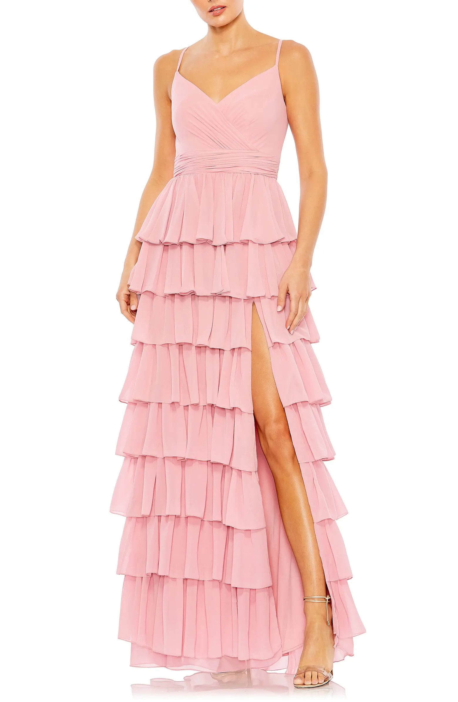 Tiered Ruffle Empire Waist Chiffon Gown | Nordstrom