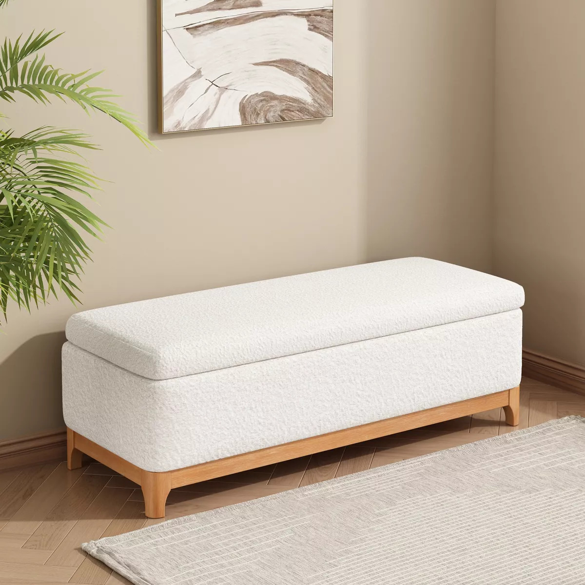 Christopher Knight Home Zachary Contemporary 50.75" Upholstered Rubberwood Storage Bench | Target