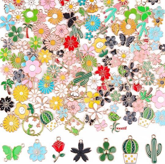 Kalolary 140PCS Spring Enamel Flower Charms for Jewelry Making Easter Gift Summer Flower Themed P... | Amazon (US)