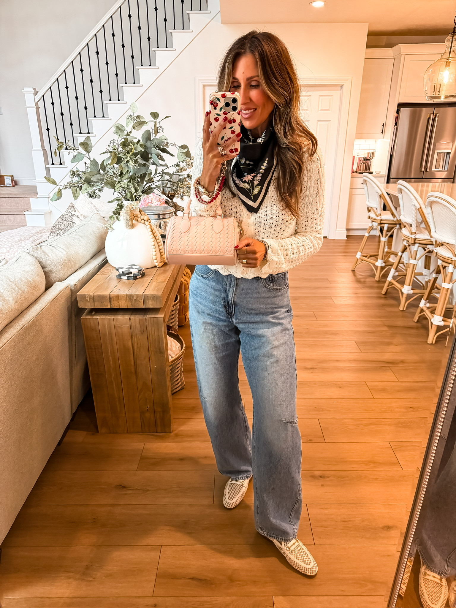 Elevated spring outfit, light pink mini purse, everyday denim, spring to summer outfit, casual work outfit, themominstyle 

#LTKWorkwear #LTKmomlife #LTKootd