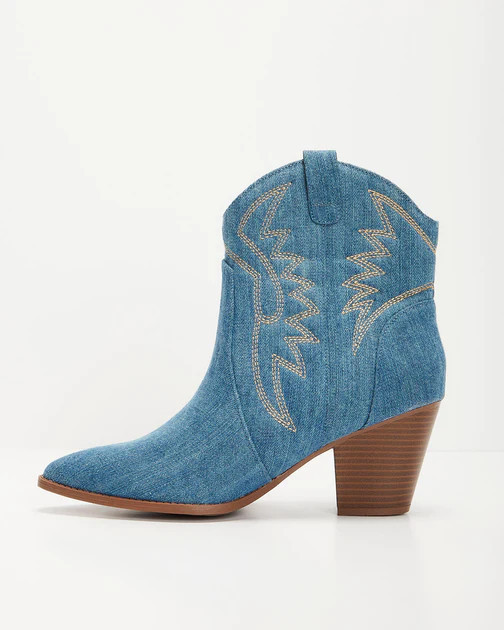 Stylish Bandit Ankle Western Booties - Denim | VICI