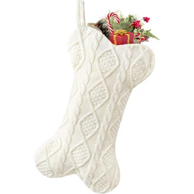 Dog Christmas Stocking, Knit White Christmas Stocking For Dogs, Bone Shape Dog Stocking Christmas Large Pet Stockings Hanging Dog Christmas Stocking F | Wayfair North America
